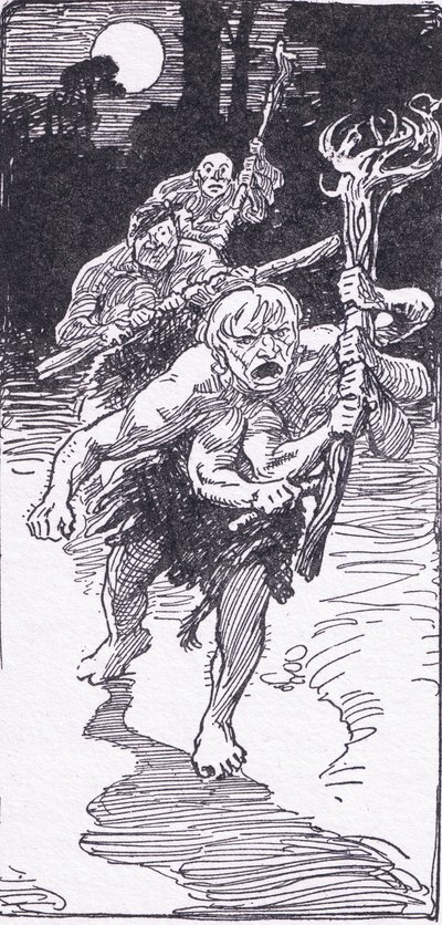 While they lay sleeping, came down the terrible men, from The Heroes published by George Allen and Unwin 1929 by George Soper