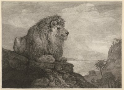 A Lion Resting on a Rock by George Stubbs