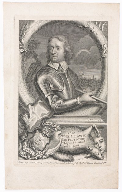 1653 Oliver Cromwell Lord Protector of England, Scotland and Ireland by George Vertue