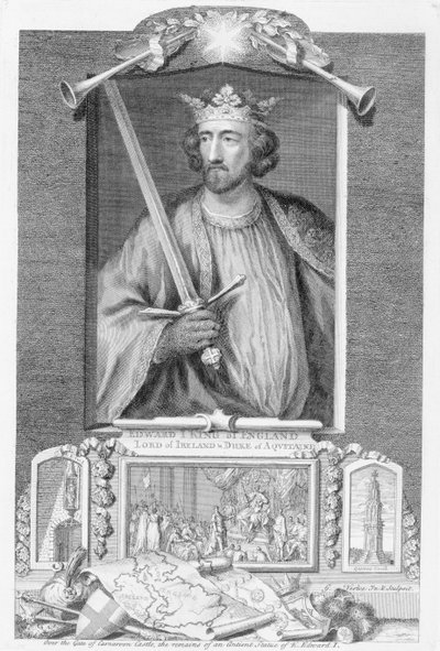 Edward I (1239-1307) King of England from 1272, after the remains of a statue, engraved by the artist by George Vertue