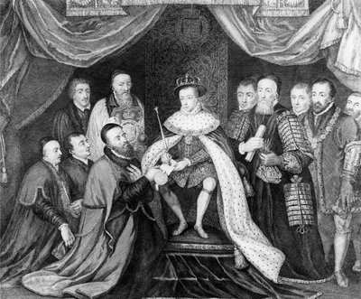 Edward VI granting the Charter for Bridewell Hospital to Sir George Barnes in 1553 by George Vertue