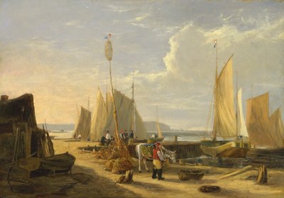 A Harbor Scene in the Isle of Wight, Looking Towards the Needles by George Vincent