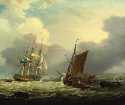 A 36 Gun Frigate off the Coast of Devon by George Webster
