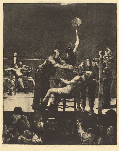 Between Rounds, large, first stone, 1916 by George Wesley Bellows