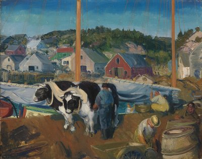 Ox Team, Wharf at Matinicus by George Wesley Bellows