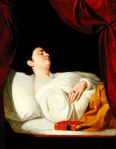 Portrait of a lady sleeping by George Whiting Flagg