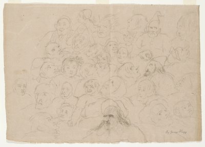 Untitled - Numerous Portrait Sketches, Roughly Drawn, of Men, Women, and Children by George Whiting Flagg