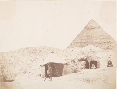 The Photographer before his Tent on the Site of the Pyramid of Khafre Chephren by George Wilson Bridges