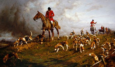 Huntsmen and hounds going to draw by George Wright