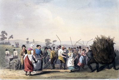 Rape Threshing, from The Costume of Yorkshire engraved by Robert Havell 1814 by George after Walker