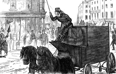 A Busy Street Scene in London by George du Maurier