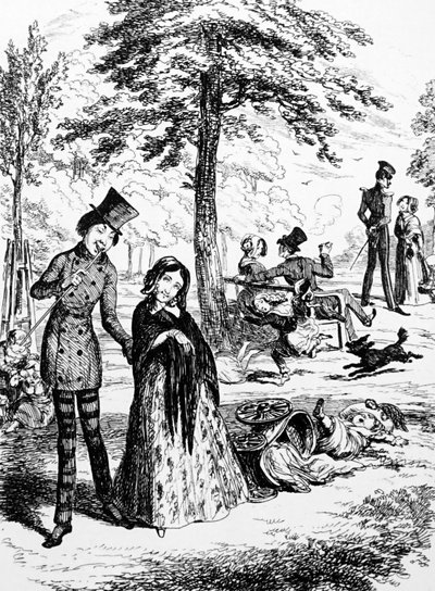 Cartoon Depicting a Domestic Servant Walking with Her Lover by George du Maurier by George du Maurier