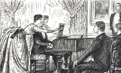 Cartoon depicting a musical evening at home by George du Maurier