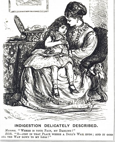 Cartoon Depicting a Young Girl Suffering from Indigestion by George du Maurier