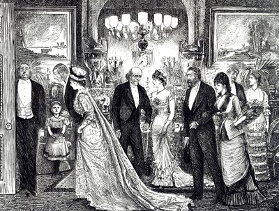 Cartoon Depicting an Elegant Soirée in a Victorian Home by George du Maurier