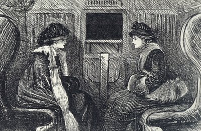 Cartoon depicting passengers on the London Underground by George du Maurier