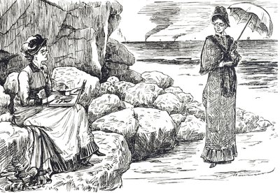 Cartoon depicting women wearing pince-nez glasses by George du Maurier