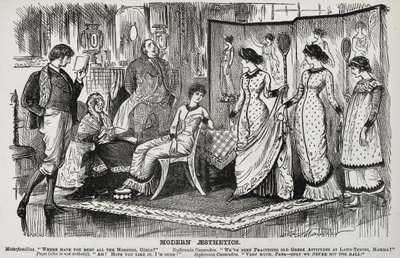 George du Maurier cartoon on the fashionable Aesthetic Movement in the decorative arts. From 
