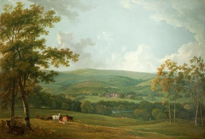A Distant View of Towneley Hall, c.1777 by George the Elder Barret