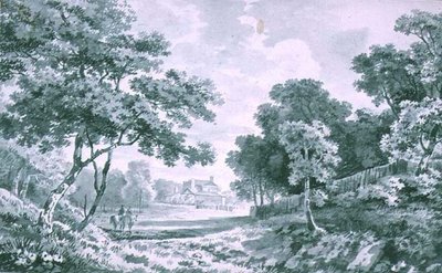 A House seen across Open Parkland by George the Elder Barret