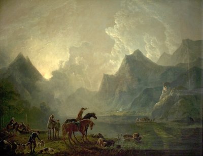Llanberis Lake and Dolbadarn Castle, North Wales, 1777 by George the Elder Barret
