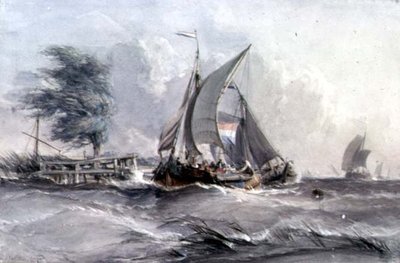 A Windy Day: Boats in a Gale by George the Elder Chambers