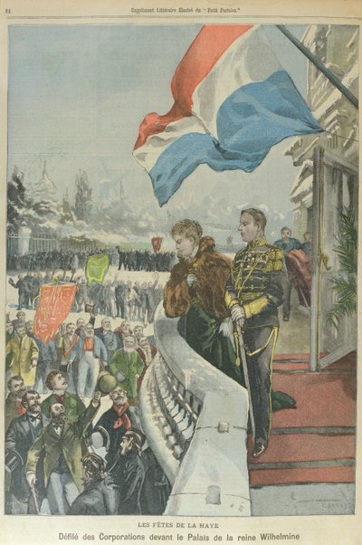Procession of Corporations in the Hague before Queen Wilhelmina of the Netherlands to celebrate her marriage to Duke Henry of Mecklenburg, February 1901 by Georges (after) Carrey