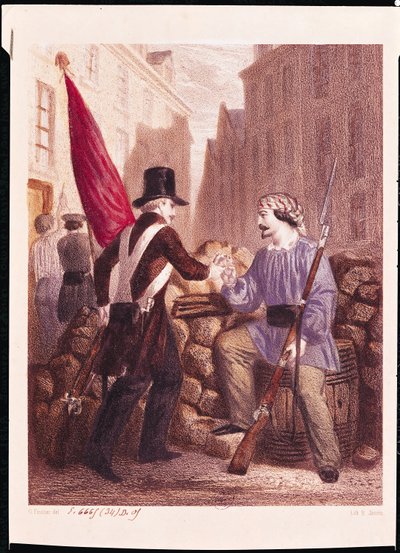 A Worker Sharing his Bread with a Student Carrying a Red Flag, from 