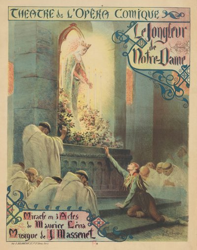 Premiere Poster for the opera Le jongleur de Notre-Dame by Jules Massenet by Georges Antoine Rochegrosse