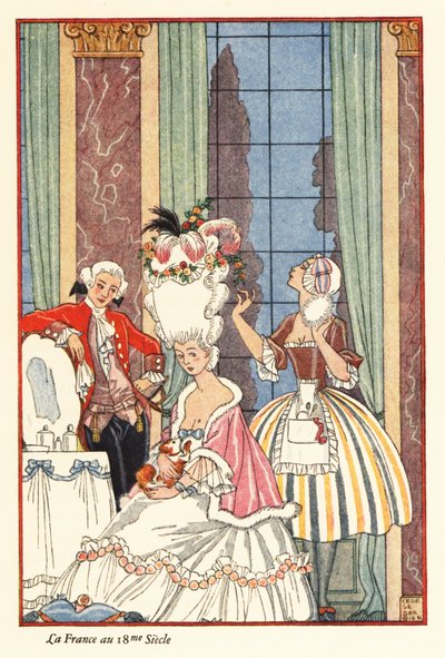 A Noble Woman at Her Toilette in 18th Century France by Georges Barbier