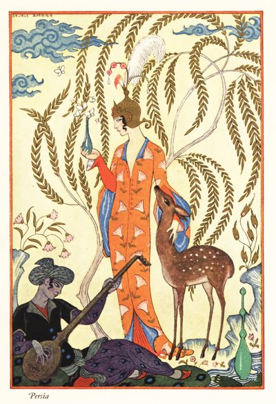A Woman Holds a Perfume Flask, Ancient Persia by Georges Barbier