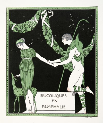 Bucoloques en Pamphylie, illustration from Les Chansons de Bilitis by Pierre Louys by Georges Barbier