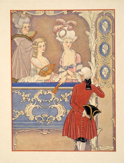 Cécile de Volanges and Marquise Isabelle de Merteuil at the Theatre, Illustration from 