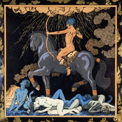 The One Who Rides the Black Horse, c.1917-1920 by Georges Barbier
