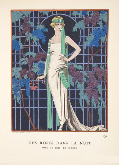 Des Roses dans la Nuit, from a Collection of Fashion Plates by Georges Barbier