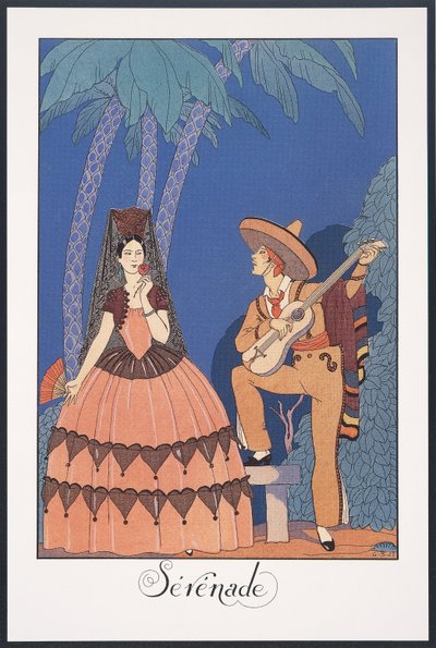 Falbalas et Fanfreluches, Almanac for 1924, Serenade by Georges Barbier