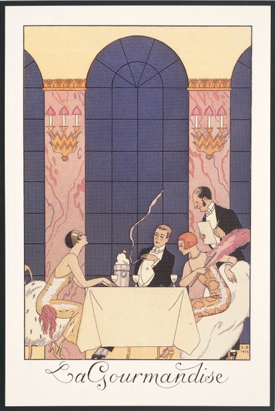 Falbalas et Fanfreluches, Almanac for 1925: "La gourmandise", by George Barbier, print by Georges Barbier