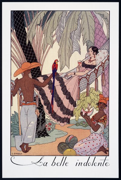 La Belle Indolente, lithograph from Falbalas et Fanfreluches, Almanach des Modes Presentes, Passees et Futures, France, 20th century by Georges Barbier