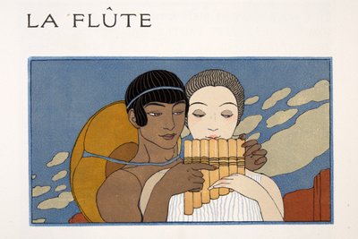 La Flute, illustration from Les Chansons de Bilitis, by Pierre Louys by Georges Barbier
