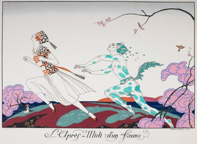 A woman being chased by a faun by Georges Barbier