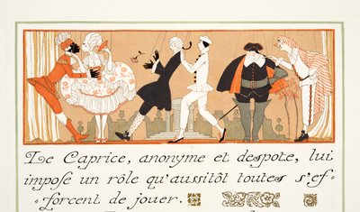 Le Caprice, from Personages de Comedie, pub. 1922 by Georges Barbier