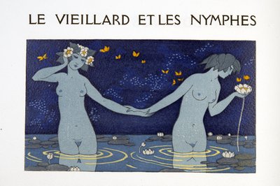 Le Vieillard et les Nymphes, illustration from Les Chansons de Bilitis, by Pierre Louys by Georges Barbier