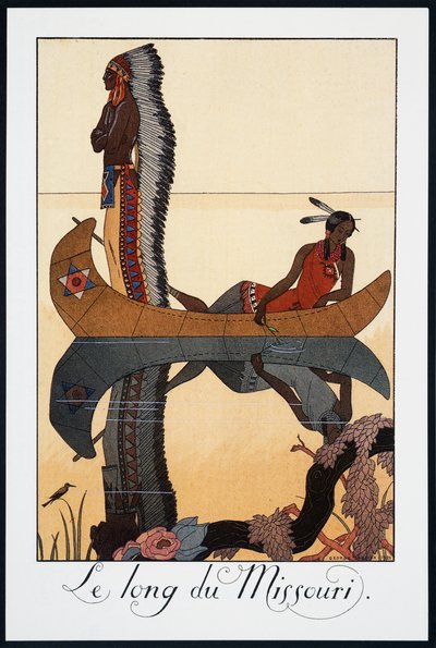 Le long du Missouri, lithograph from Falbalas et Fanfreluches, Almanach des Modes Presentes, Passees et Futures, France, 20th century by Georges Barbier