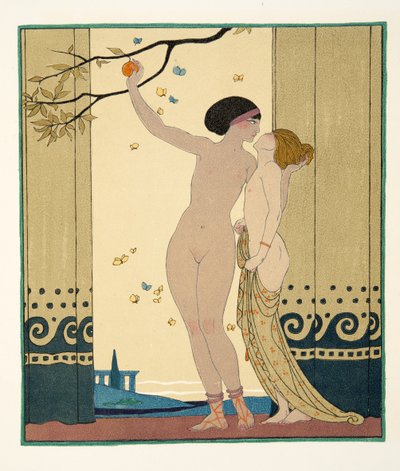 Les Conseils, illustration from Les Chansons de Bilitis, by Pierre Louys by Georges Barbier