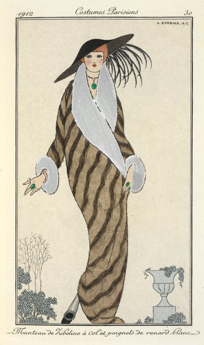 "Libeline Coat with White Fox Collar and Cuffs" by Georges Barbier
