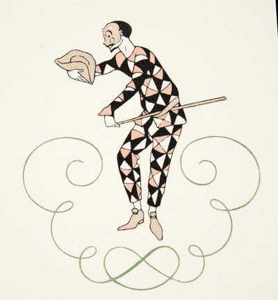 Pierrot from Personages de Comedie, pub. 1922 by Georges Barbier