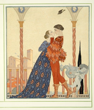Romeo and Juliet from Personages de Comedie, pub. 1922 by Georges Barbier