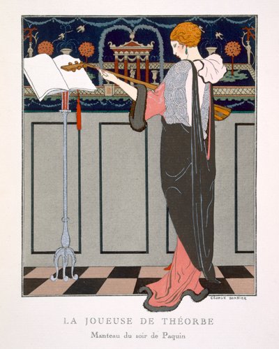 The Theorbo Player, design for an evening coat by Paquin by Georges Barbier