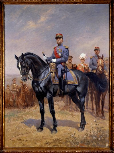 First World War: “Equestrian portrait of Ferdinand Foch (1851-1929) marshal of France” Behind him, Douglas Haig, Armando Diaz and Maxime Weygang. Painting by Georges Bertin Scott (1873-1942) dit Scott de Plagnolles 1930. Paris, Musee d by Georges Bertin Scott