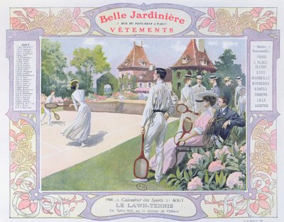 Lawn Tennis, Illustration for August from a Calendar for the Clothes Shop 